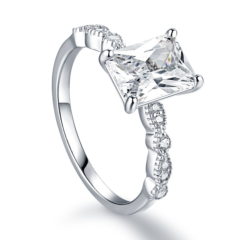 Fashion Princess Cut Sterling Silver Ring-TL-Juri Elle