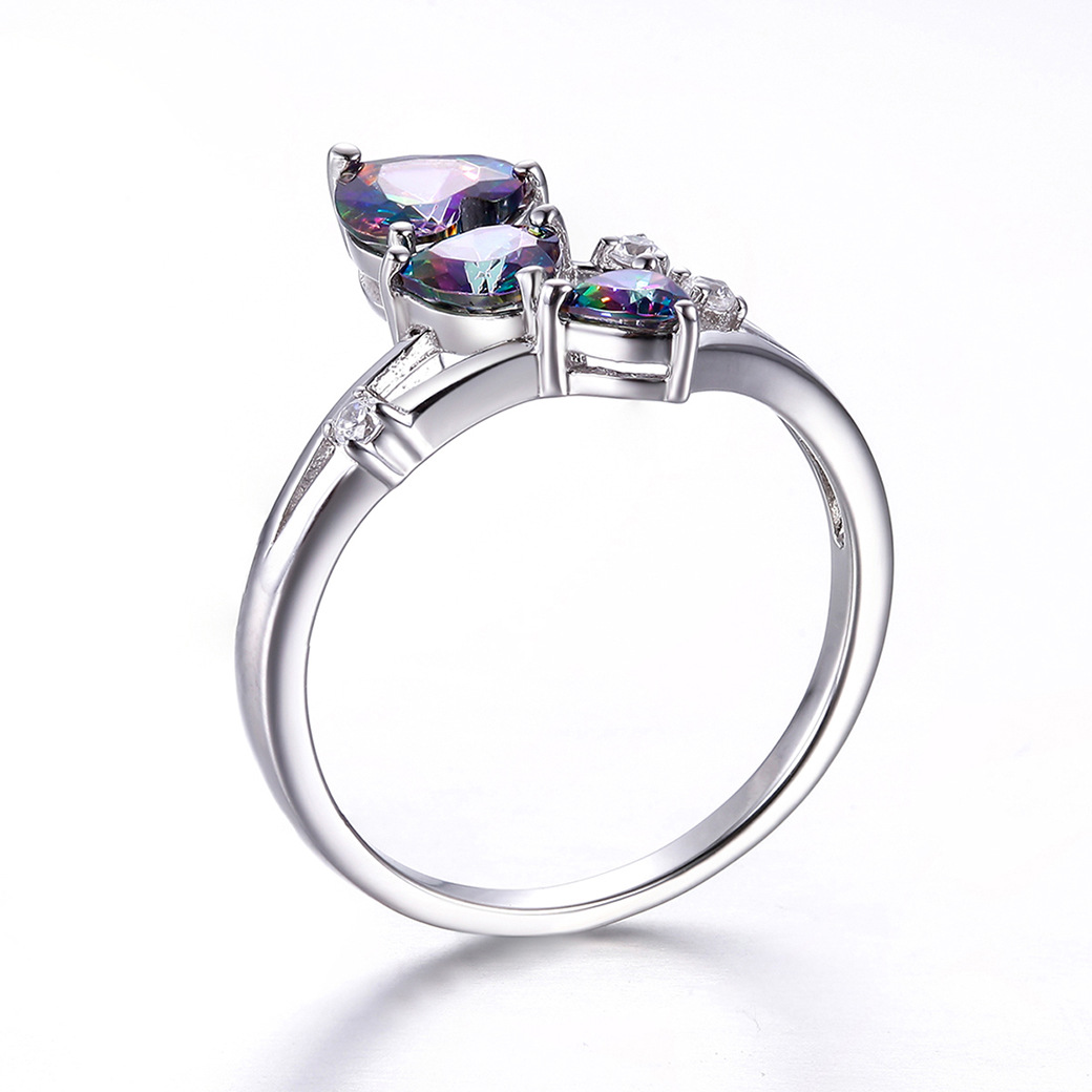 Three Heart Cut Sterling Silver Ring-ZX-Juri Elle