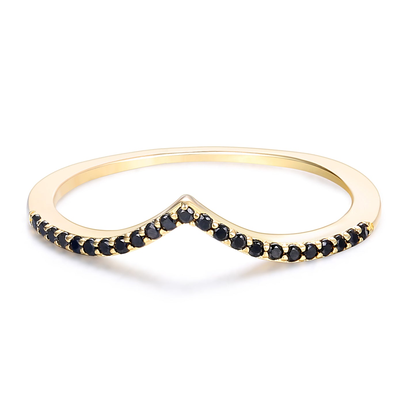 Chevron Black Pave Ring Set
