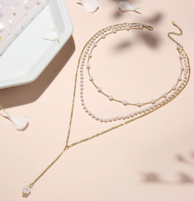 Dance Adventure Pearls Combination Plated 14K Gold Necklace