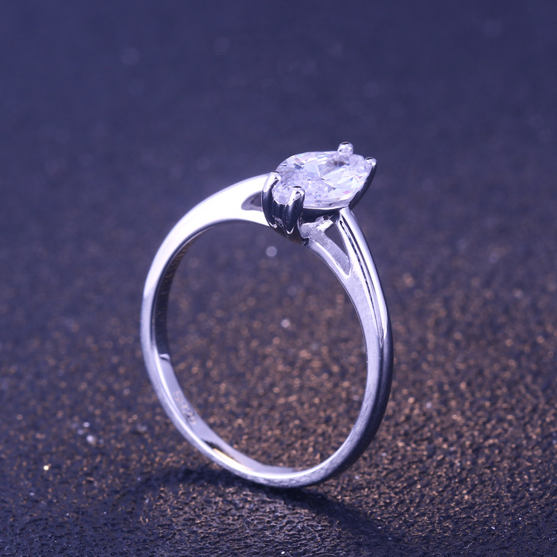 Solitaire Marquise Cut Sterling Silver Ring For Women-TL-Juri Elle