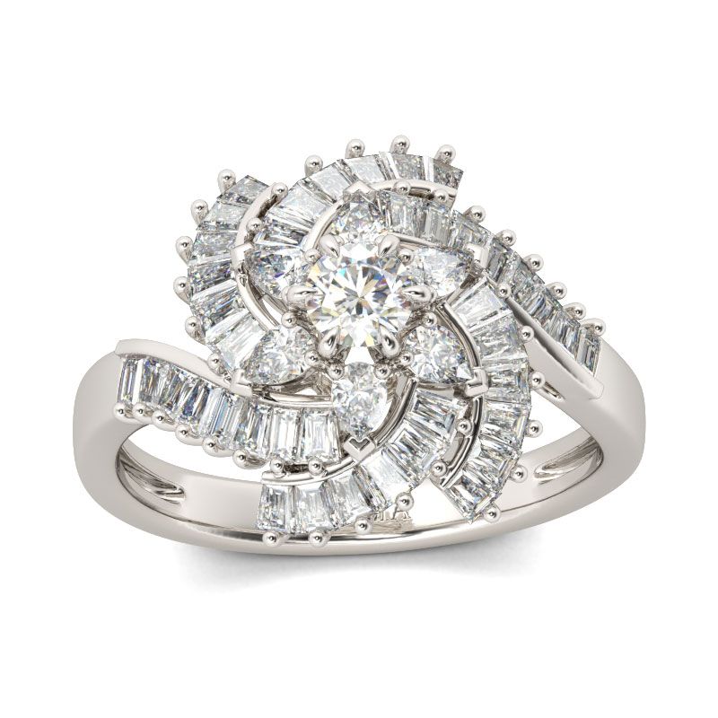 Floral Design Round Cut Sterling Silver Ring-JE-Juri Elle