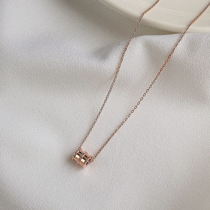 Small Waist Geometric Cylinder Sterling Silver Necklace