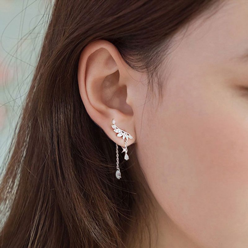 Wing Design Sterling Silver Earring Drops-JE-Juri Elle