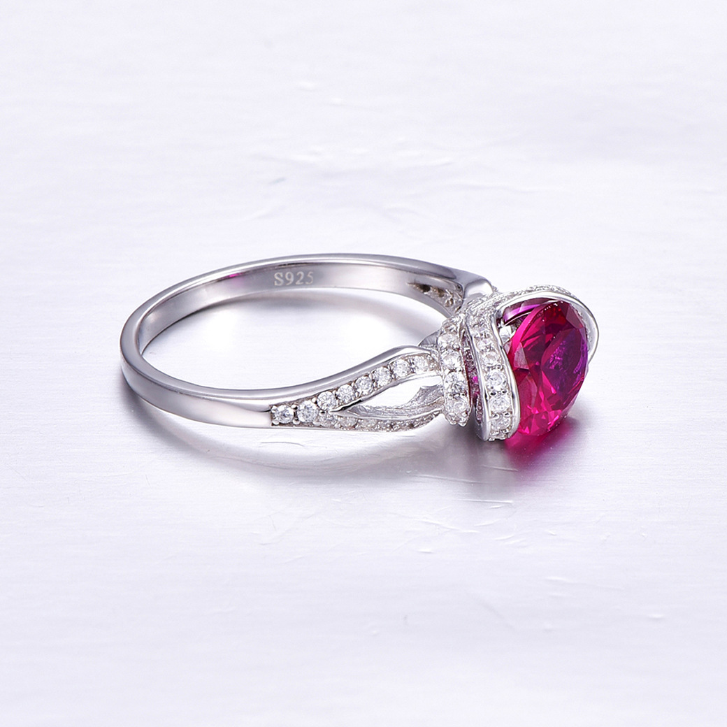 Halo Round Cut Sterling Silver Ring-ZX-Juri Elle