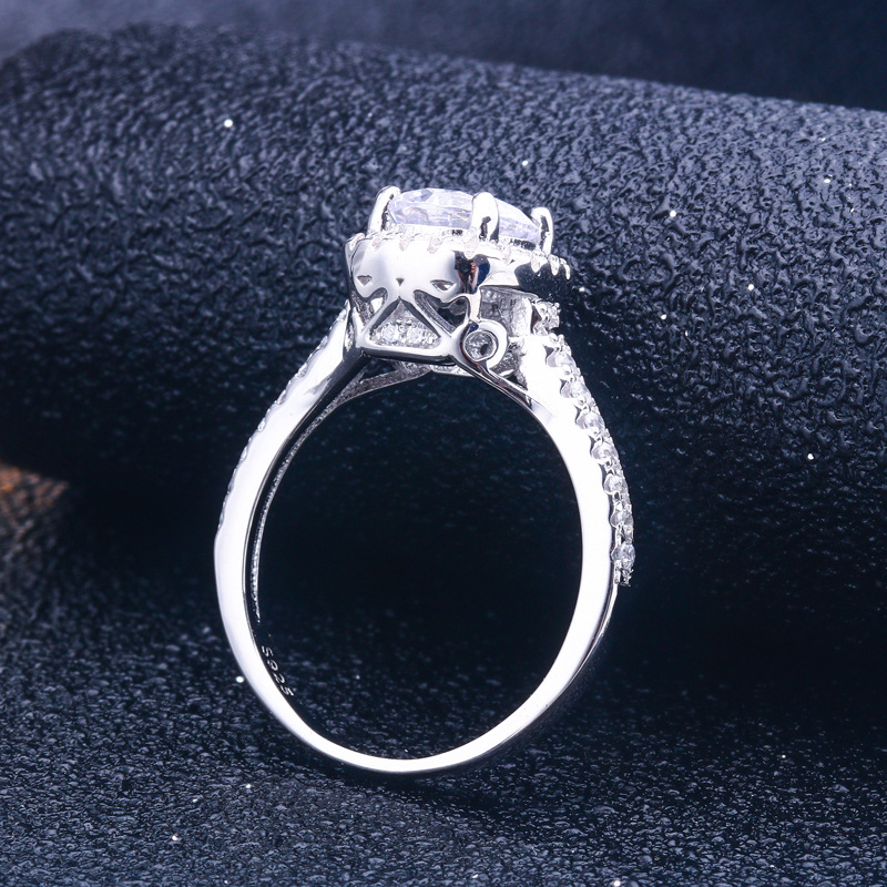 Halo Round Cut Sterling Silver Ring-TL-Juri Elle