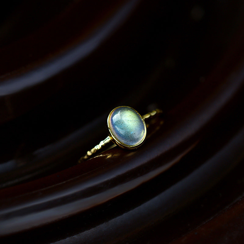 Natural Labradorite Stone Sterling Silver Ring-DL-Juri Elle