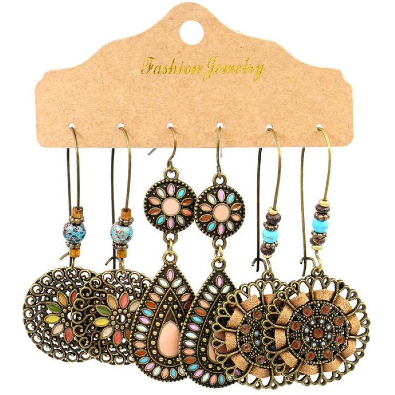 Bohemian Metal Tassel Earrings 3 Sets