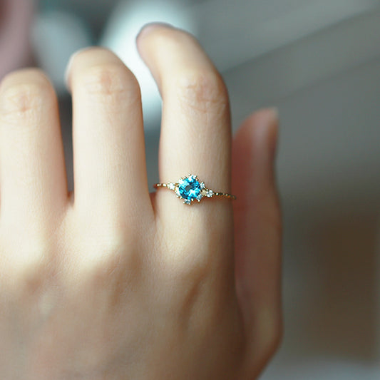 Blue Topaz Stone Sterling Silver Ring-DL-Juri Elle