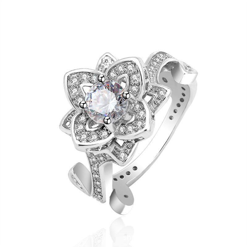 Flower Round Cut Sterling Silver Ring-TL-Juri Elle