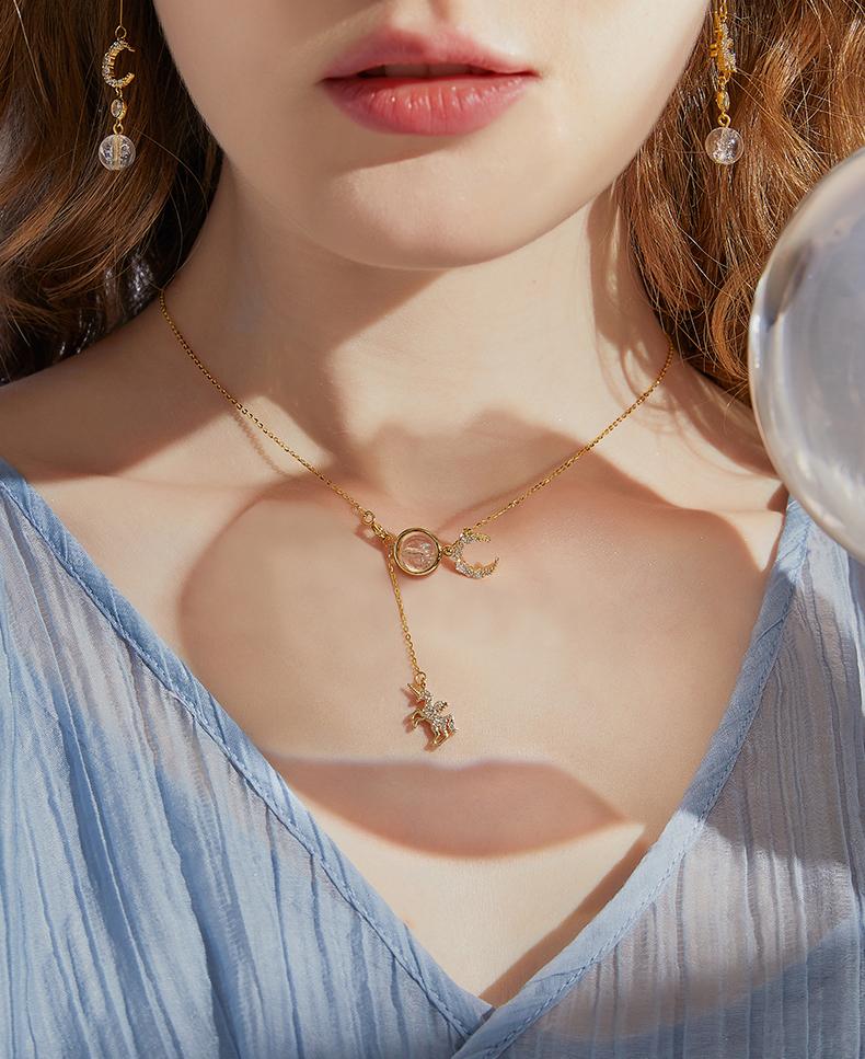 Unicorn Round Cut Sterling Silver Necklace
