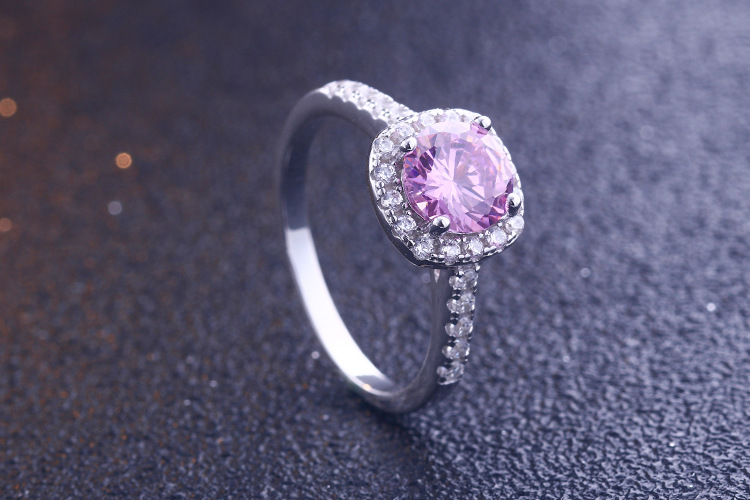 Halo Opal Round Cut Sterling Silver Ring-TL-Juri Elle