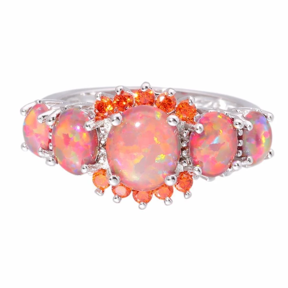 Superbe bague en argent et grenat opale de feu orange