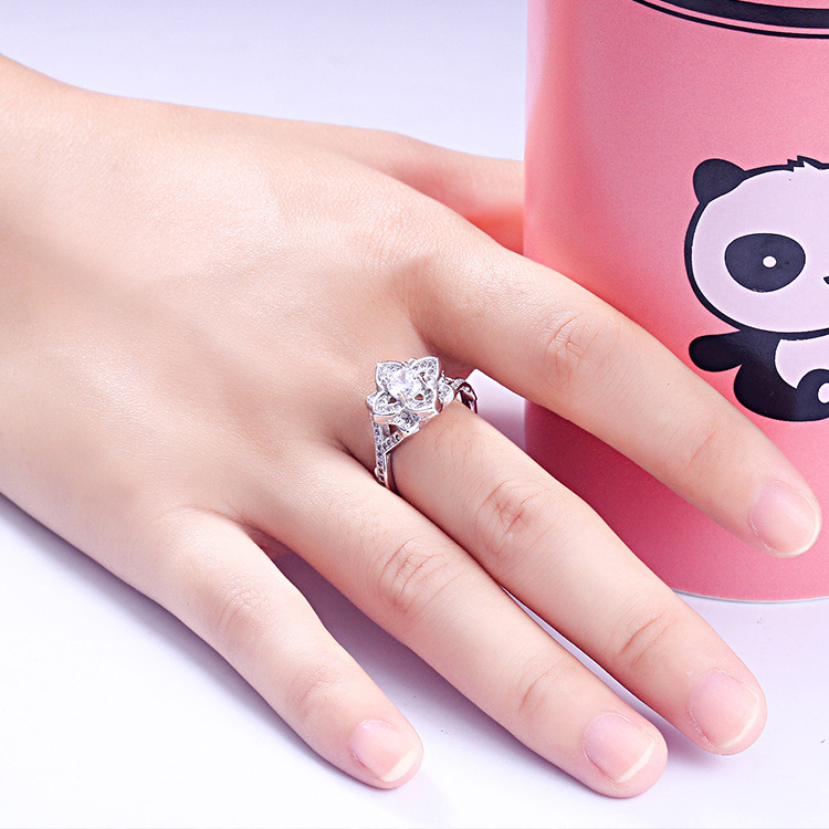 Flower Round Cut Sterling Silver Ring-TL-Juri Elle