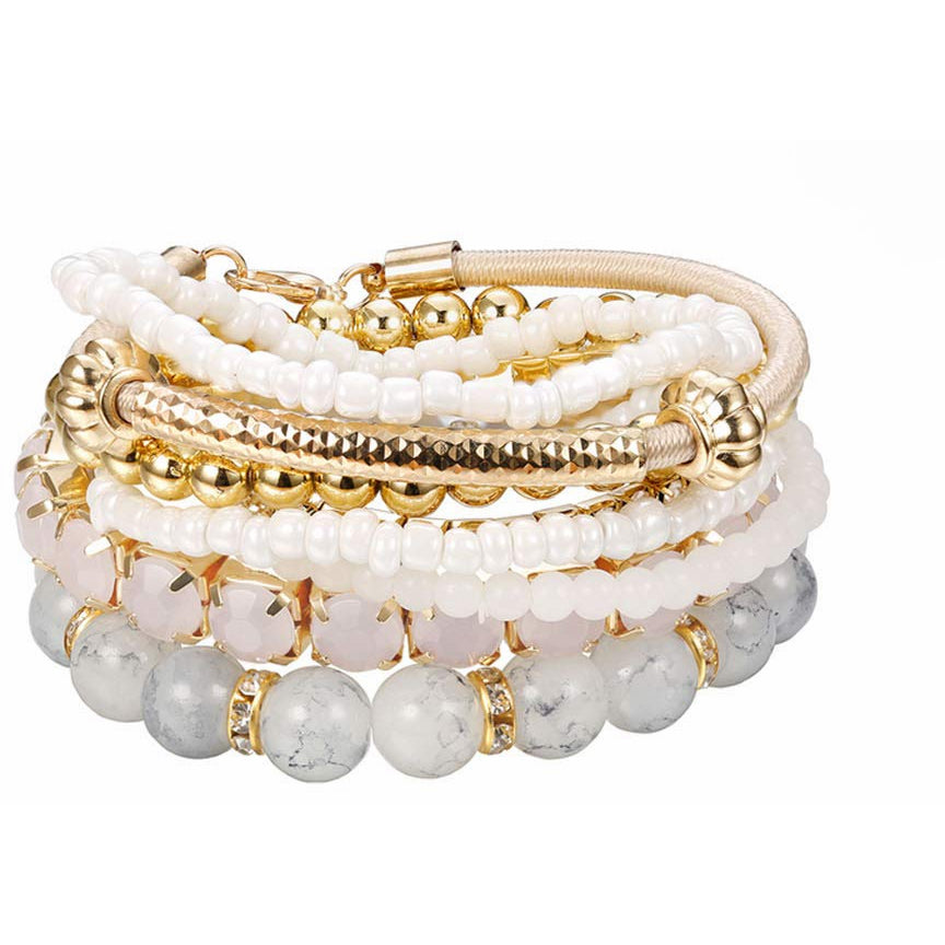 Bohemian Beaded Bracelets for Women Multilayer Stretch Stackable Bracelet Set Multicolor Jewelry