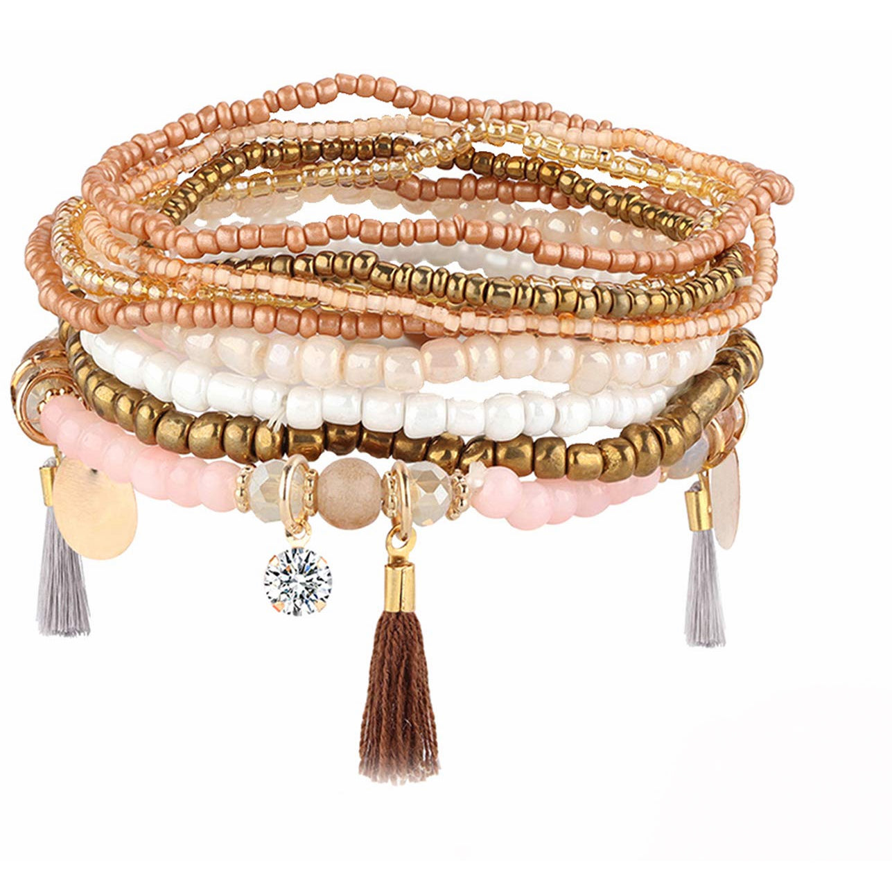 Multilayer Stackable Bracelets for Women Evil Eye Bracelets Multicolor Stretch Bead Bracelets for Women Girls