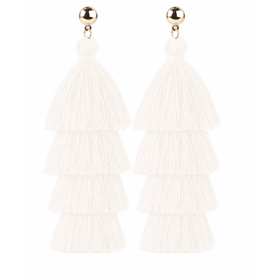 Boucles d'oreilles pompon Bohème Fringe Drop Boucles d'oreilles faites à la main