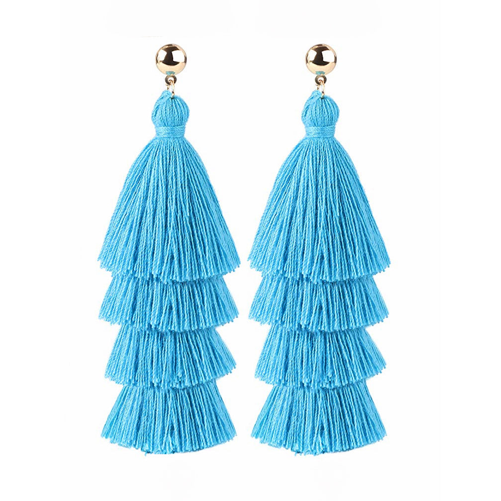 Boucles d'oreilles pompon Bohème Fringe Drop Boucles d'oreilles faites à la main
