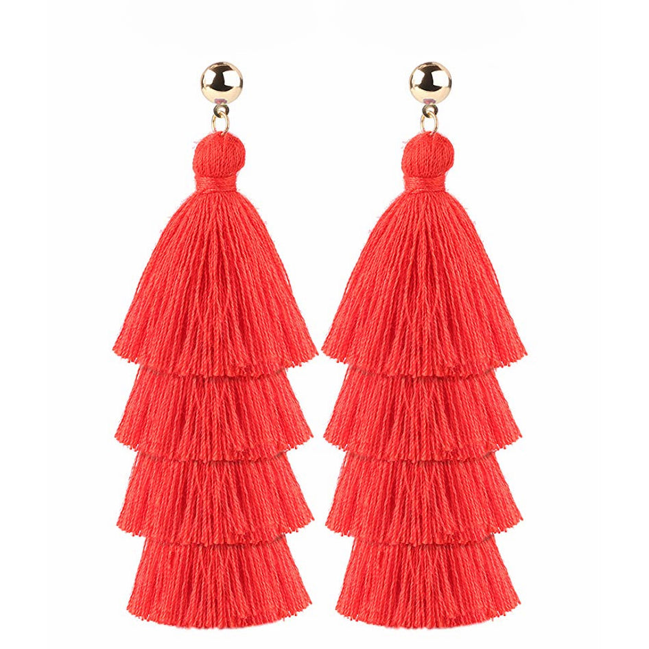 Boucles d'oreilles pompon Bohème Fringe Drop Boucles d'oreilles faites à la main