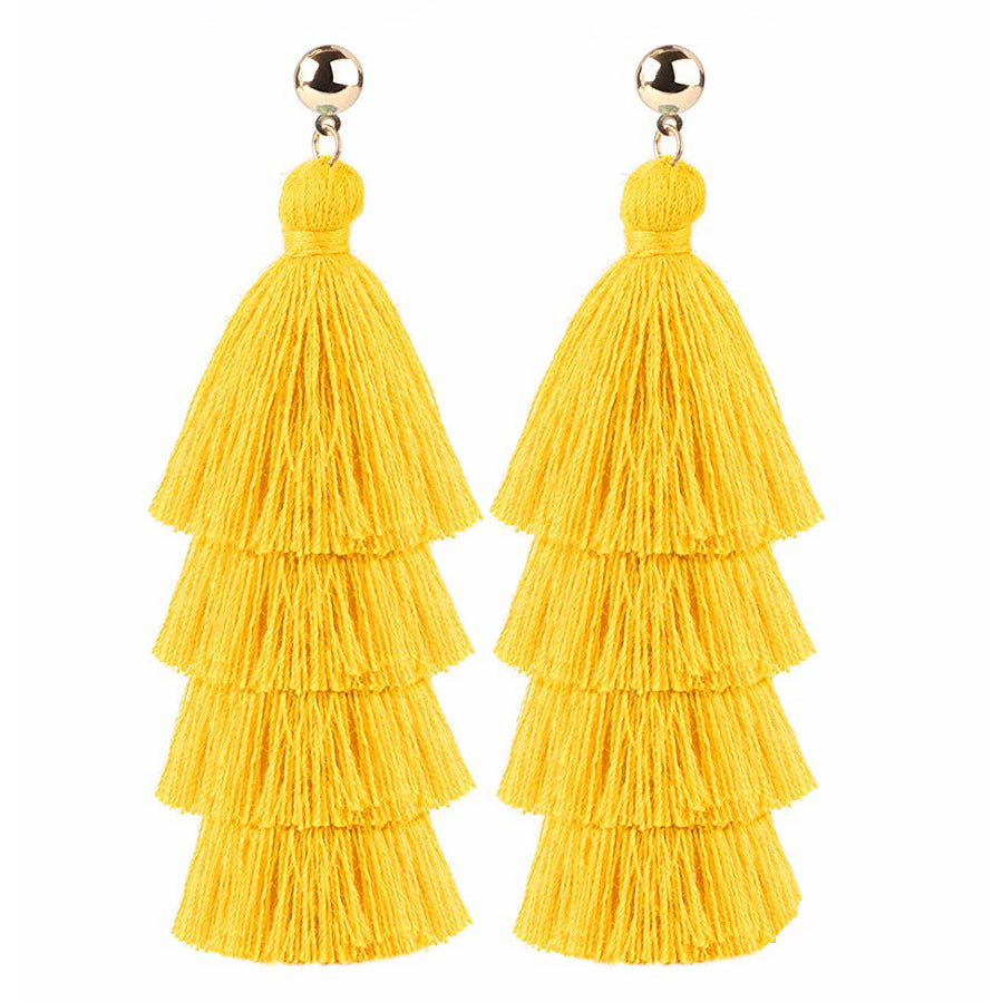 Boucles d'oreilles pompon Bohème Fringe Drop Boucles d'oreilles faites à la main