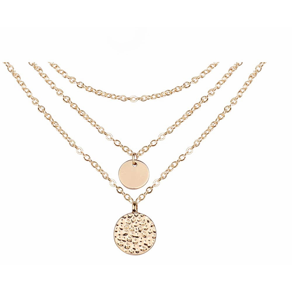 Dainty Pendant Necklaces for Women Minimalist Simple Karma Circle Coin Disc Crescent Chokers Fashion Layered Y-Necklaces
