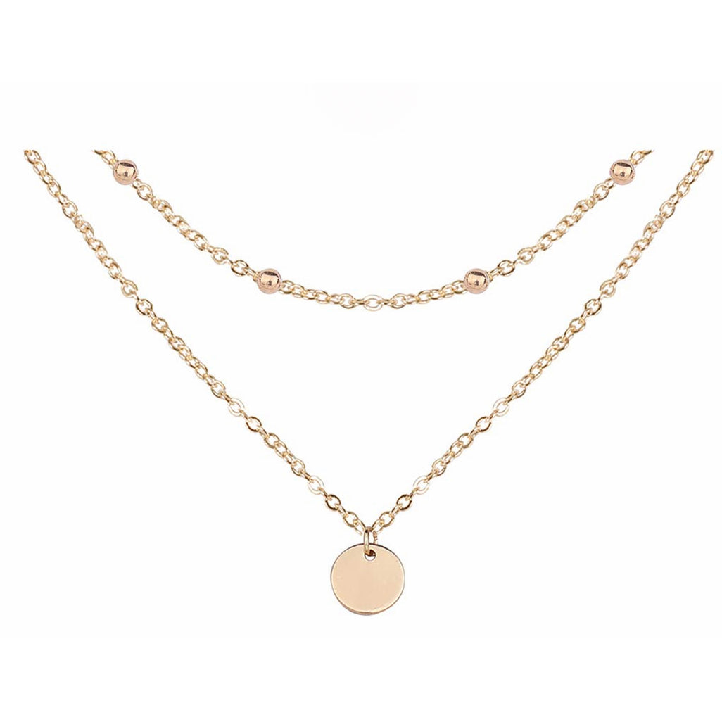 Dainty Pendant Necklaces for Women Minimalist Simple Karma Circle Coin Disc Crescent Chokers Fashion Layered Y-Necklaces