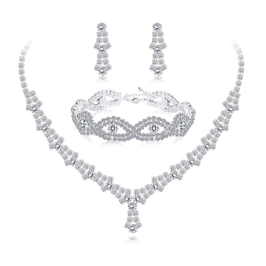 Rhinestone Necklace and Earrings Set