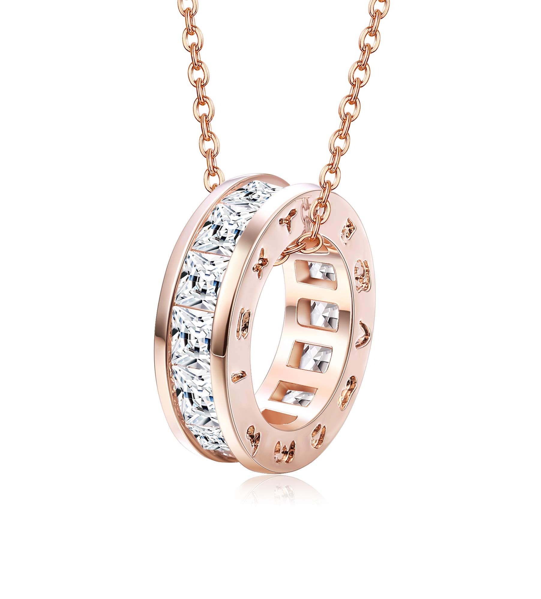 Roman Numeral Circle Pendant Necklace – Jurielle - Main Image