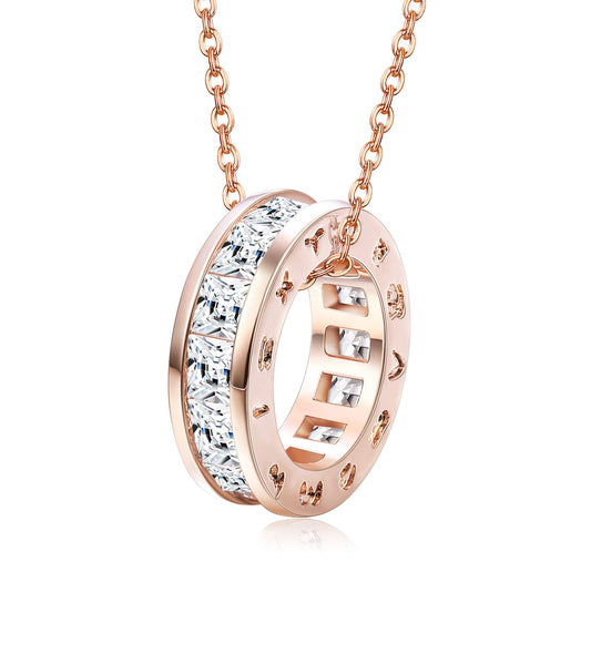 Roman Numeral Circle Pendant Necklace