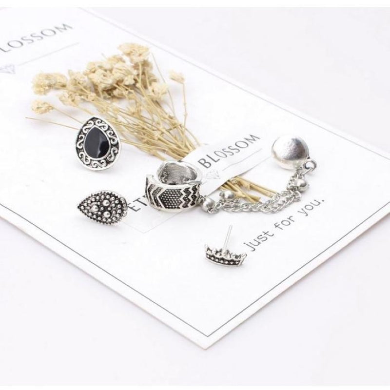 Bohemian Water Drop Chain 4 Piece Earring Set
