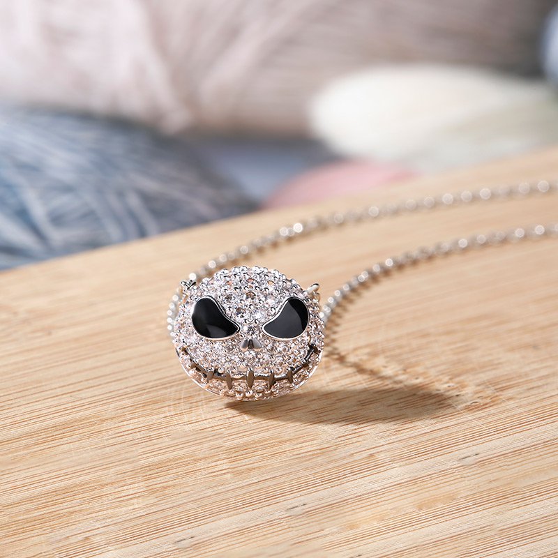 "Pumpkin King" "Jack Skull"Sterling Silver Skull Necklace-JE-Juri Elle