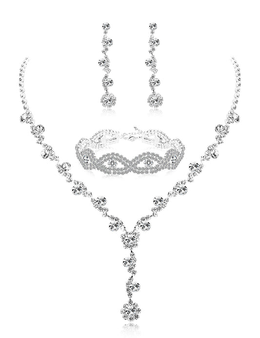 Rhinestone Bridesmaid Jewelry Sets for Women with Rhinestone Bracelet