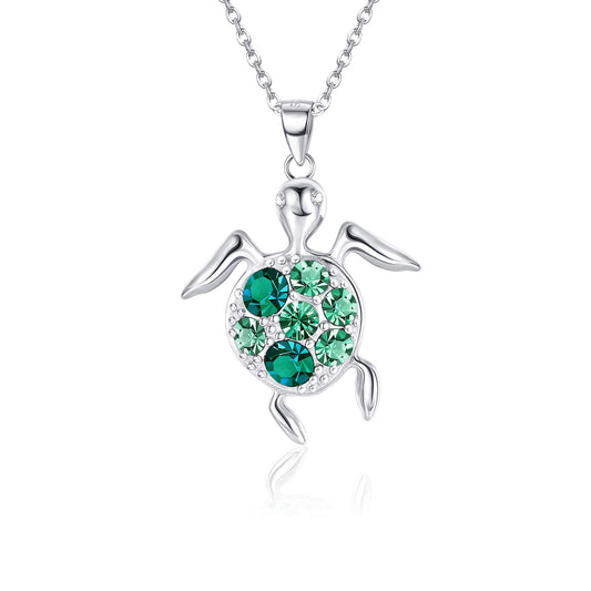 Sterling Silver Turtle Pendant Necklace for Women