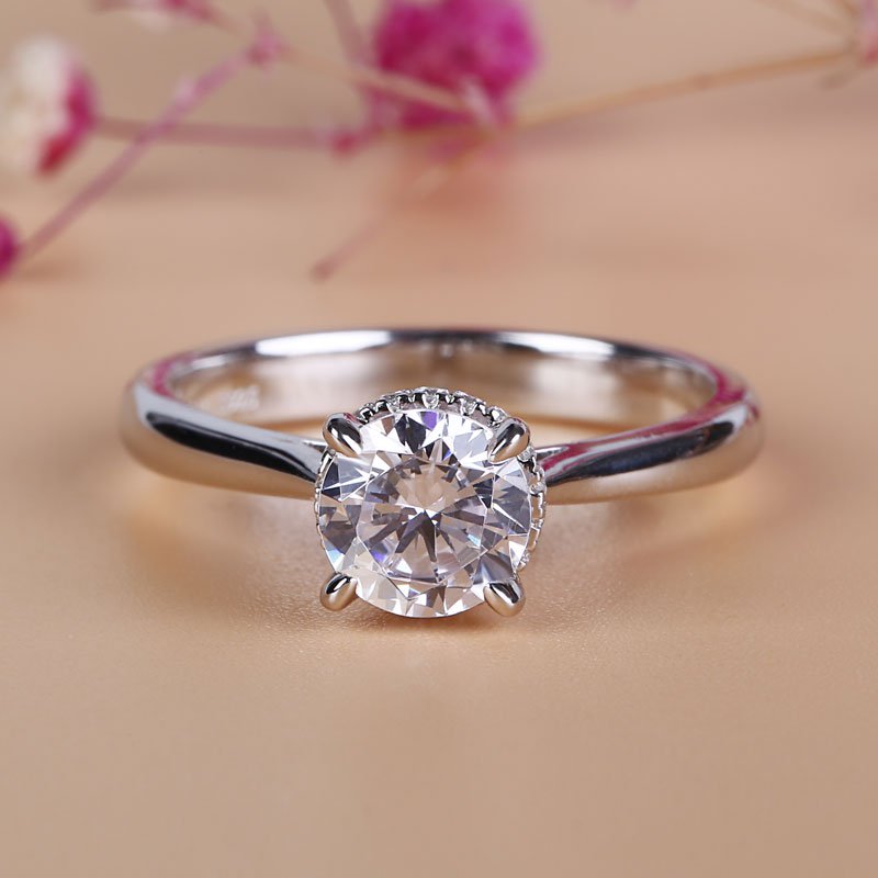 Solitaire Round Cut Sterling Silver Ring-JE-Juri Elle