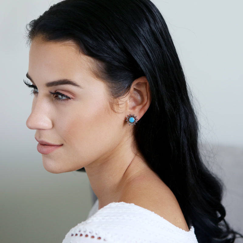 Sunflower Opal Stud Earrings-JE-Juri Elle