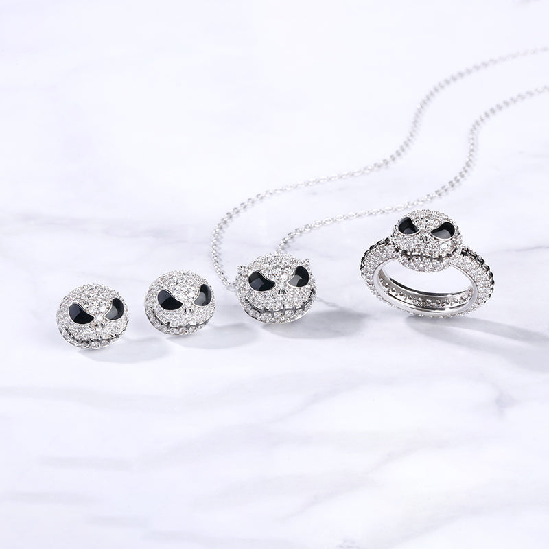 "Pumpkin King" "Jack Skull" Sterling Silver Skull Earrings-JE-Juri Elle