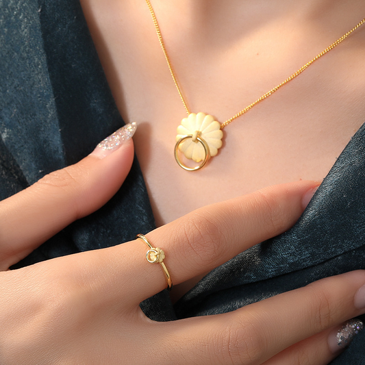 Simple Petals Sterling Silver Plated Gold Ring
