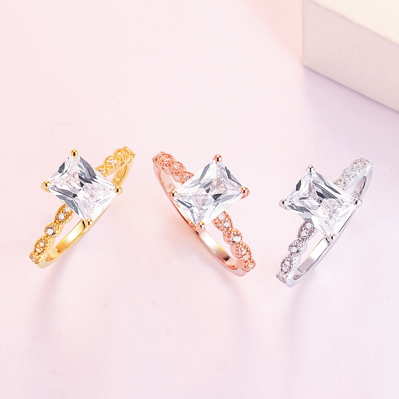 Fashion Princess Cut Sterling Silver Ring-TL-Juri Elle