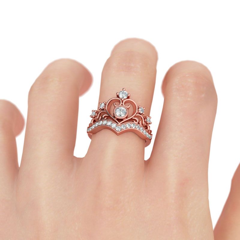 Rose Gold Tone Crown Sterling Silver Ring-JE-Juri Elle