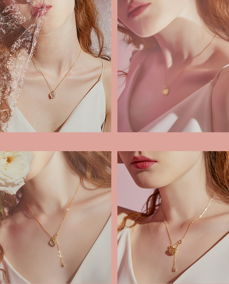 Unlock Love Round Cut Sterling Silver Plated 14K Gold Necklace