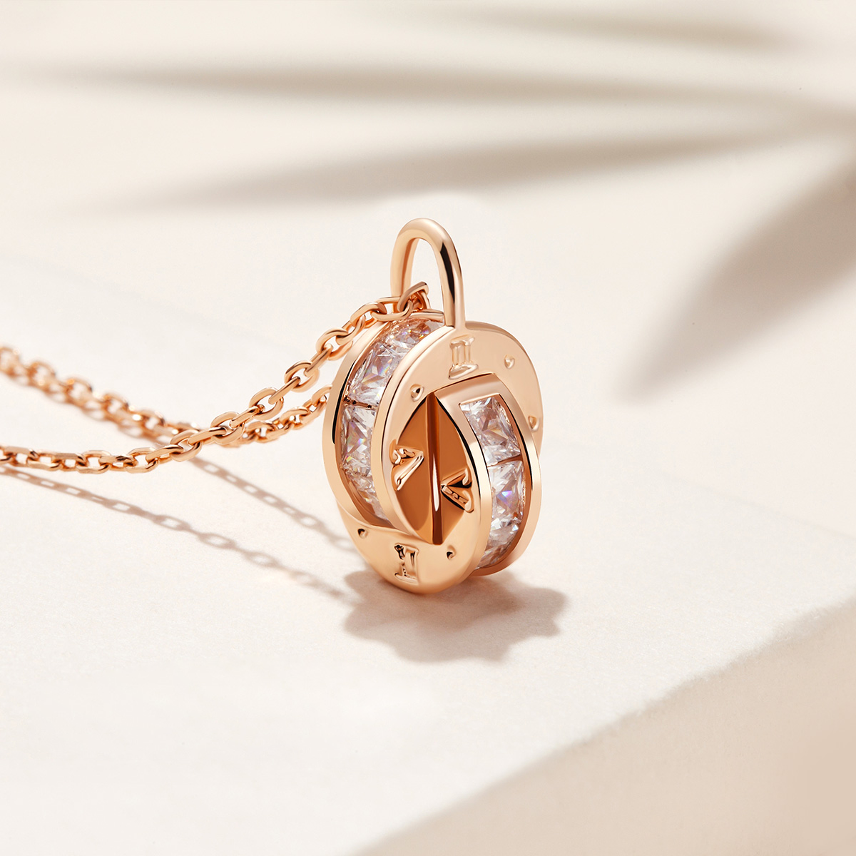Romantic Lover Knot Baguette Cut Silver Plated 14K Rose Gold Necklace