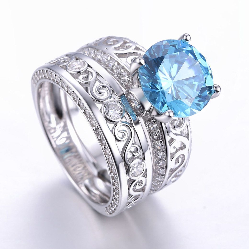 Shiny Round Cut Sterling Silver Ring-ZX-Juri Elle