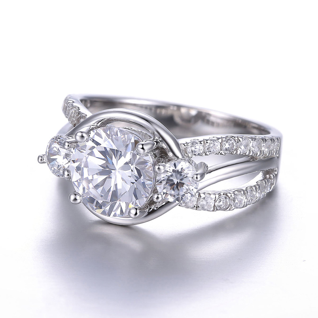 Vintage Round Cut Sterling Silver Ring-ZX-Juri Elle