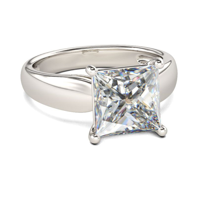 Solitaire Princess Cut Sterling Silver Ring-JE-Juri Elle