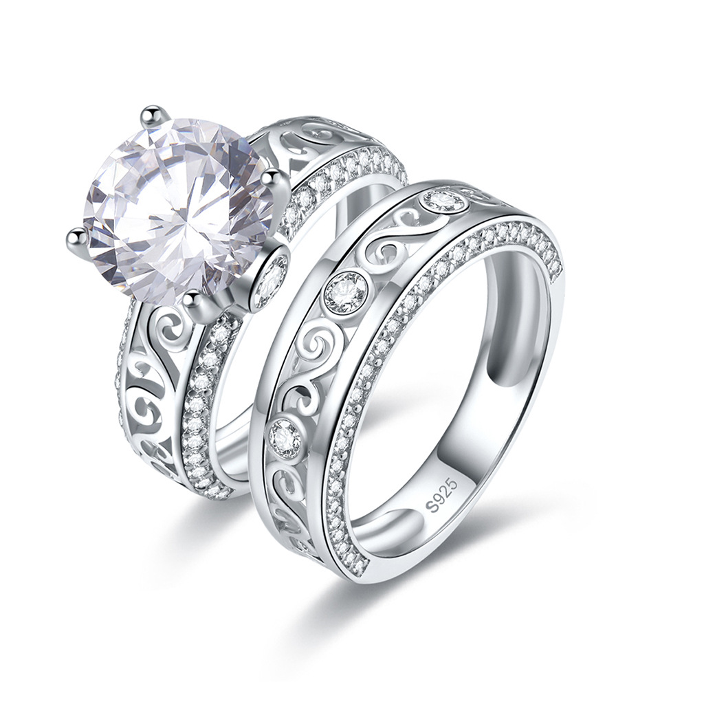Shiny Round Cut Sterling Silver Ring-ZX-Juri Elle
