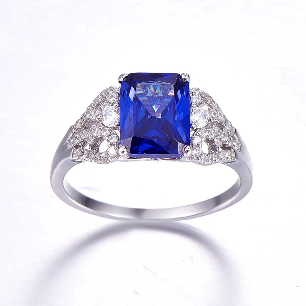 Shiny Cushion Cut Sterling Silver Ring-ZX-Juri Elle