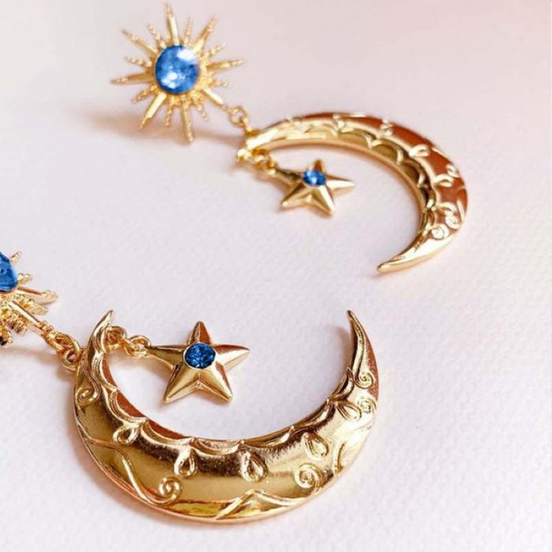 Bohemian Sun Star Moon Earrings