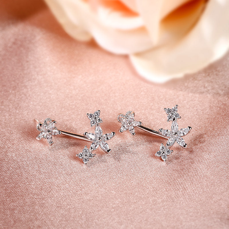 Flower Sterling Silver Ear Jackets-JE-Juri Elle