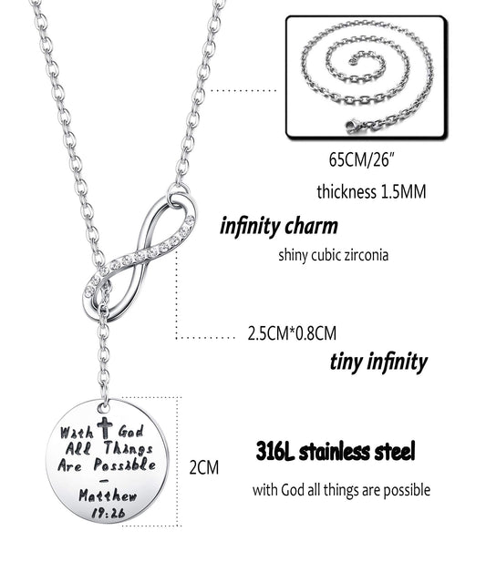 Stainless Steel Cross Necklace Infinity Necklace Religious Necklace Jewelry Inspirational Gift Chain Necklace for Women Men