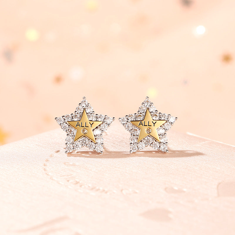 "A Star Is Born" Sterling Silver Engraved Earrings-JE-Juri Elle